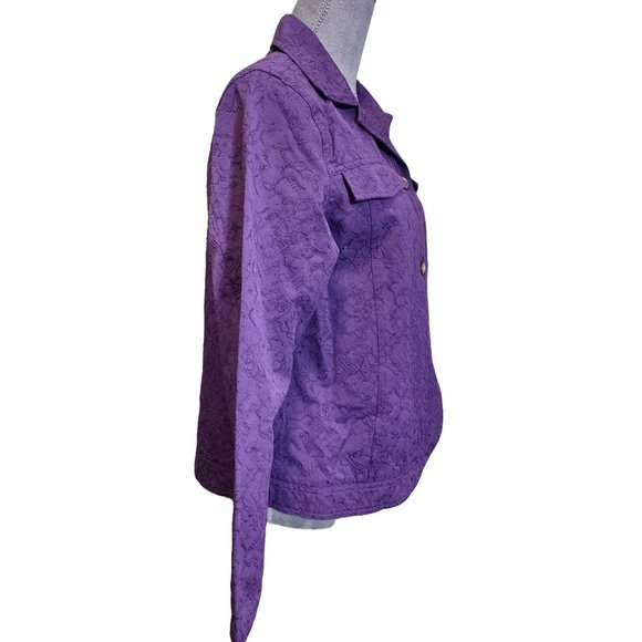 Vintage Tantrums Brocade Jacket Purple 3 Button Blazer with Pockets Large - Picture 7 of 8